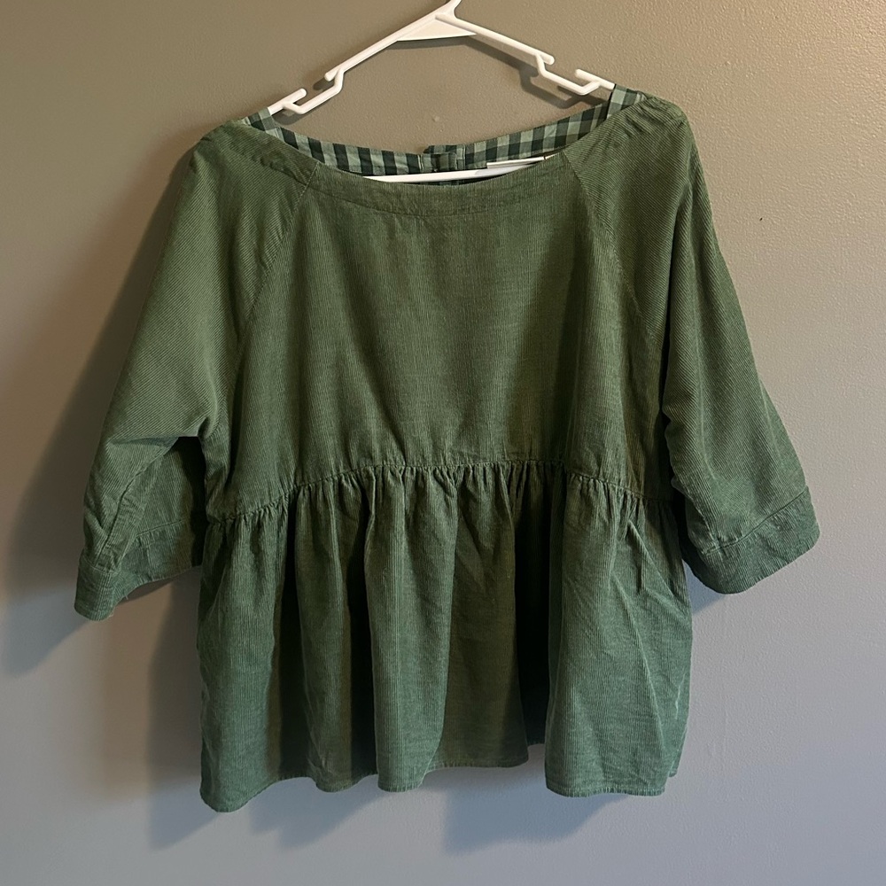 Maeve green corduroy top